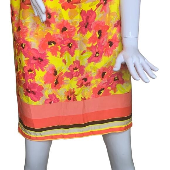 Loft Boxy Floral Dress Size 8 Yellow and Orange Slit Sleeves - Picture 12 of 16